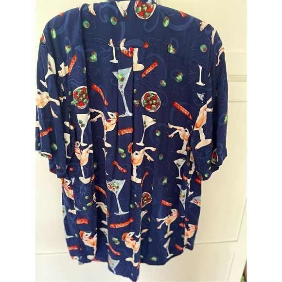 Junction West Men’s Button Down Shirt Sz women in Martini Glass Blue Short Sleev - Picture 5 of 9